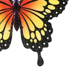 LuxenHome Orange And Yellow Butterfly Metal And Glass Outdoor Wall Decor -Garden GUEST 52b967bf f0a0 4544 a170 e98556592613