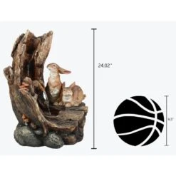 LuxenHome Resin Two Bunnies Tree Stump Outdoor Fountain With LED Lights 17 LuxenHome Resin Two Bunnies Tree Stump Outdoor Fountain With LED Lights -Garden GUEST 52e35c11 68e6 4740 902e e5bae1228260