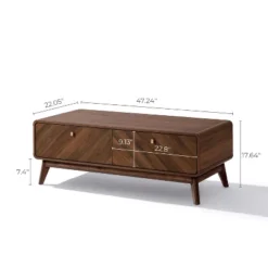 LuxenHome Mid-Century Modern Coffee Table With Storage, 47" Live Edge Columbia Walnut Engineered Wood Boho Center Accent Table Brown -Garden GUEST 52fcce1a 56d2 4f4b b972 04b596673b32