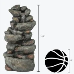 LuxenHome 33.5" H Gray Resin Cascading Rock Outdoor Fountain 16 LuxenHome 33.5" H Gray Resin Cascading Rock Outdoor Fountain -Garden GUEST 53506b76 3c92 4ed2 9db8 7c03052fa216