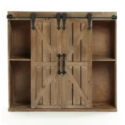 LuxenHome Farmhouse Wood Sliding 2-Door Wall Storage Cabinet 29 LuxenHome Farmhouse Wood Sliding 2-Door Wall Storage Cabinet -Garden GUEST 53648142 12f3 425b a378 202dc9d757ea