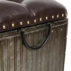 LuxenHome 47.5in. W Metal And Faux Leather Bench. 18 LuxenHome 47.5in. W Metal And Faux Leather Bench. -Garden GUEST 538b6b5d 52fe 4a4a a91e 3621988a89a1