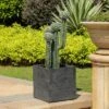 LuxenHome 15.75-Inch Square Gray MgO Planter -Garden GUEST 539eea50 bc74 45b0 97dc e83afe000484