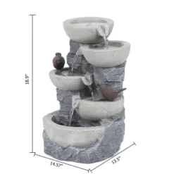 LuxenHome Gray Resin Bowls And Birds Outdoor Fountain -Garden GUEST 53ad8d64 3644 47ac 91d1 28666cb7bc8d