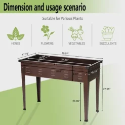 LuxenHome 39.57" W Brown Metal Rectangular Raised Garden Planter -Garden GUEST 542cc6e0 1cbd 44d4 bdcb c52a994bee93