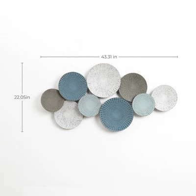 LuxenHome 47-Inch Large Metal Wall Decor Abstract Metal Wall Art Hanging Sculptures Multi-Color Ripple Plates Artwork Accent Decorations Multicolored 10 LuxenHome 47-Inch Large Metal Wall Decor Abstract Metal Wall Art Hanging Sculptures Multi-Color Ripple Plates Artwork Accent Decorations Multicolored - Image 8