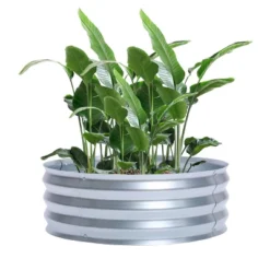 LuxenHome 3ft Round Galvanized Metal Raised Garden Bed Planter -Garden GUEST 553c4c2e d4e2 4056 bc01 8b07bc56e51f