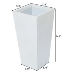 LuxenHome Square Tapered 24.2" Tall Planter White 23 LuxenHome Square Tapered 24.2" Tall Planter White -Garden GUEST 555e90ff 13a9 425f a6be b15b27405fc5