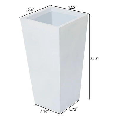 LuxenHome Square Tapered 24.2" Tall Planter White 8 LuxenHome Square Tapered 24.2" Tall Planter White - Image 6