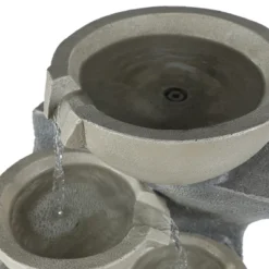LuxenHome Modern Gray Cement Tiered Bowls Outdoor Fountain With Lights 16 LuxenHome Modern Gray Cement Tiered Bowls Outdoor Fountain With Lights -Garden GUEST 5561ea2b 3205 40a3 92ba 87e04ef683d9