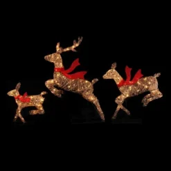 LuxenHome 3-Piece Natural And Plastic Rattan Running Reindeer Holiday Decoration Set With Lights Brown -Garden GUEST 55ad1dbd 678a 4cca b231 6a579f89584c