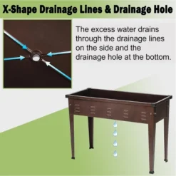 LuxenHome 39.57" W Brown Metal Rectangular Raised Garden Planter -Garden GUEST 55b82b8b c054 49ad 80cc 273c36cb2d0d