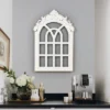 LuxenHome Distressed White Wood Vintage Arched Window Wall Home Decor