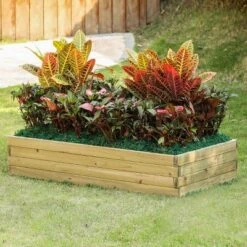 LuxenHome Natural Wood 3.8ft X 2ft Raised Garden Bed