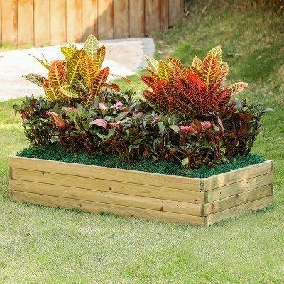 LuxenHome Natural Wood 3.8ft X 2ft Raised Garden Bed 3 LuxenHome Natural Wood 3.8ft X 2ft Raised Garden Bed