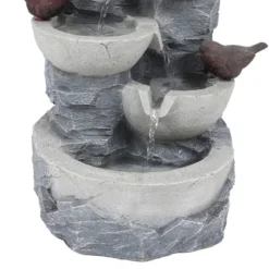 LuxenHome Gray Resin Bowls And Birds Outdoor Fountain -Garden GUEST 56f498bf 9078 4f45 bacf fbb972122f59