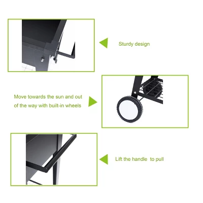 LuxenHome Black Mobile Metal Raised Garden Bed Planter Cart With Legs 8 LuxenHome Black Mobile Metal Raised Garden Bed Planter Cart With Legs - Image 6