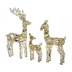 LuxenHome 3-Piece Gold Glitter Deer Family Outdoor Holiday Decoration With Lights Brown -Garden GUEST 588d6ad8 6037 4317 93f9 f9b5845980dc