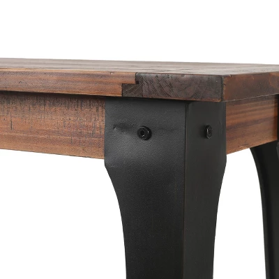 LuxenHome Dark Brown Wood And Black Metal 1-Shelf Console And Entry Table 11 LuxenHome Dark Brown Wood And Black Metal 1-Shelf Console And Entry Table - Image 9