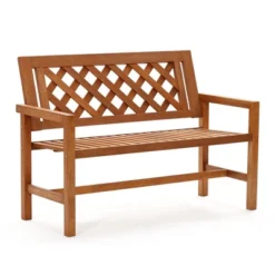 LuxenHome Laguna Solid Wood Outdoor Loveseat Park Bench -Garden GUEST 5965b655 acc2 4a3b be48 ab215dfb063f