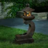 LuxenHome Resin Japanese Pagoda Fountain With LED Light 1 LuxenHome Resin Japanese Pagoda Fountain With LED Light -Garden GUEST 598e040c 396c 4ca4 8249 73df56adcd5c
