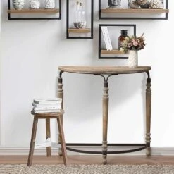 LuxenHome Rustic Wood And Metal Half Moon Console And Entry Table 11 LuxenHome Rustic Wood And Metal Half Moon Console And Entry Table -Garden GUEST 599a763e bab6 4580 97c8 4544e568cd00