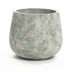 LuxenHome Round Cement Planter – Rustic Gray Pot With Drainage Hole & Plug For Indoor/Outdoor Plants -Garden GUEST 59ea8296 541a 44ee 9280 830e311412da