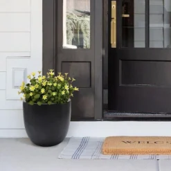 LuxenHome Round Tapered 12.2" H Flower Pot Planter Gray -Garden GUEST 5a78e209 7469 4f2f a226 80f0f69b760f