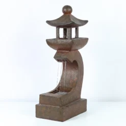 LuxenHome Resin Japanese Pagoda Fountain With LED Light -Garden GUEST 5a847a2c 75a1 4857 b32c 7dec79f7676d