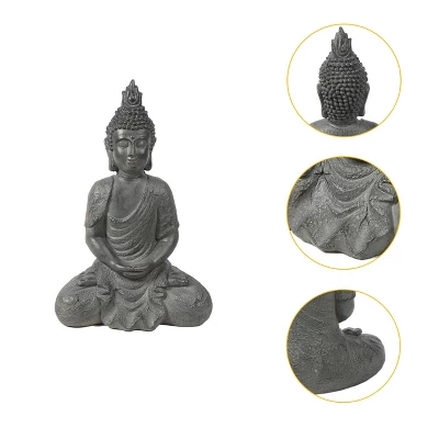 LuxenHome 21.75" Gray MgO Meditating Buddha Garden Statue 9 LuxenHome 21.75" Gray MgO Meditating Buddha Garden Statue - Image 7