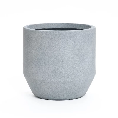 LuxenHome Minimalist Gray Outdoor Planter – Tapered Round MgO Pot With Plug 10 LuxenHome Minimalist Gray Outdoor Planter – Tapered Round MgO Pot With Plug - Image 8