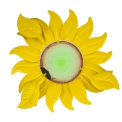 LuxenHome Sunflower Metal And Glass Outdoor Wall Decor -Garden GUEST 5ae9e94a 7c36 4260 aae7 fccb74661736