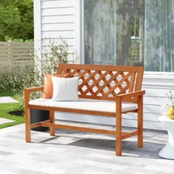 LuxenHome Laguna Solid Wood Outdoor Loveseat Park Bench -Garden GUEST 5af468a8 7e94 43f2 b86a 36edd8e7b0e1
