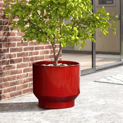 LuxenHome Ceramic Plant Pot Red Glazed Indoor Outdoor Decorative Planter With Drainage Hole And Rubber Plug Modern Round Flower Pot 3 LuxenHome Ceramic Plant Pot Red Glazed Indoor Outdoor Decorative Planter With Drainage Hole And Rubber Plug Modern Round Flower Pot