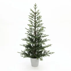 LuxenHome 5.5Ft Pre-Lit Artificial Fir Christmas Tree, Realistic Green Branches & Decorative Planter -Garden GUEST 5c97e90d 5a93 4721 b950 73d6873dd219