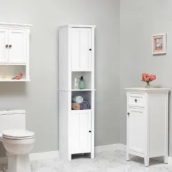 LuxenHome White MDF Wood 67-Inch Tall Tower Bathroom Linen Cabinet -Garden GUEST 5cda12cd 55c7 42bf a07f 1c49ad5d949f