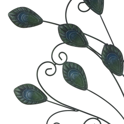 LuxenHome Blue And Green Peacock Metal And Glass Wall Decor, Indoor And Outdoor Decor.. 5 LuxenHome Blue And Green Peacock Metal And Glass Wall Decor, Indoor And Outdoor Decor.. - Image 3