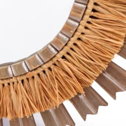 LuxenHome 24" Round Boho Style Raffia Accent Wall Mirror Wall Decor Home Decor -Garden GUEST 5d4ea148 2757 4e62 a8b7 c1c656cebe29