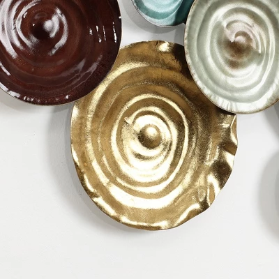 LuxenHome 43-Inch Abstract Large Metal Wall Decor For Living Room, Distressed Plates Artwork Hanging Sculpture Multicolored 6 LuxenHome 43-Inch Abstract Large Metal Wall Decor For Living Room, Distressed Plates Artwork Hanging Sculpture Multicolored - Image 4