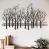 LuxenHome Snowy Black Metal Field Of Trees Wall Art