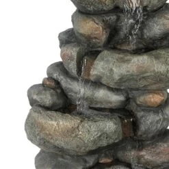 LuxenHome 33.5" H Gray Resin Cascading Rock Outdoor Fountain 13 LuxenHome 33.5" H Gray Resin Cascading Rock Outdoor Fountain -Garden GUEST 5ea0a8ec cf4e 468f a25b 6a3ee6bbb52b