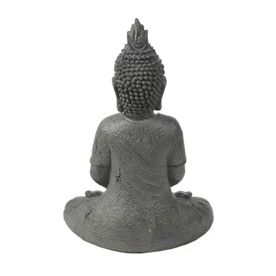 LuxenHome 21.75" Gray MgO Meditating Buddha Garden Statue 8 LuxenHome 21.75" Gray MgO Meditating Buddha Garden Statue - Image 6