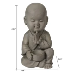 LuxenHome 12.01" Gray MgO Meditating Buddha Monk With Bowl And Beads Garden Statue 15 LuxenHome 12.01" Gray MgO Meditating Buddha Monk With Bowl And Beads Garden Statue -Garden GUEST 5f0ccc50 5521 4137 8dff d193f4c58e86