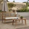 LuxenHome Outdoor Acacia Wood Rope Back Loveseat With Cushions And Coffee Table Set 2 LuxenHome Outdoor Acacia Wood Rope Back Loveseat With Cushions And Coffee Table Set -Garden GUEST 5f2c754a c473 4a54 a28c 4dacd22751ab
