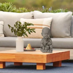 LuxenHome 12.01" Gray MgO Meditating Buddha Monk With Bowl And Beads Garden Statue 12 LuxenHome 12.01" Gray MgO Meditating Buddha Monk With Bowl And Beads Garden Statue -Garden GUEST 606c0345 f21a 4690 a01e e77f5a04c4d7