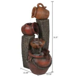 LuxenHome 32" Water Fountain Outdoor With Lights, Cascading Pitchers Pot Outdoor Fountains And Waterfalls Brown 14 LuxenHome 32" Water Fountain Outdoor With Lights, Cascading Pitchers Pot Outdoor Fountains And Waterfalls Brown -Garden GUEST 606cf56a 7b20 4843 afd0 2f9c9f8d06c0