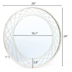 LuxenHome Silver Metal Frame Round Accent Vanity Wall Mirror 17 LuxenHome Silver Metal Frame Round Accent Vanity Wall Mirror -Garden GUEST 60e9b1d6 aeb9 40e8 96cd 52ccc65d568d