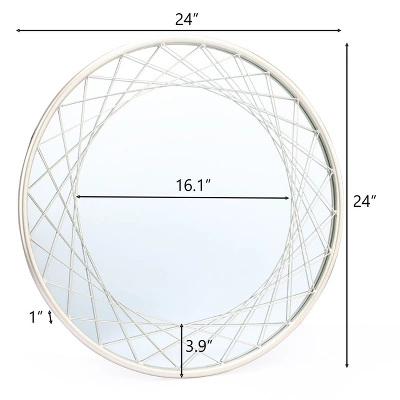 LuxenHome Silver Metal Frame Round Accent Vanity Wall Mirror 9 LuxenHome Silver Metal Frame Round Accent Vanity Wall Mirror - Image 7