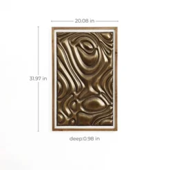 LuxenHome Gold Metal Abstract Wood Framed 20"W X 32" H Wall Decor -Garden GUEST 61a88e24 f31f 46b1 b42c f0e3d58b3c8e