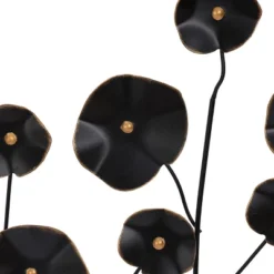 LuxenHome Black With Gold Flowers Abstract Metal Wall Art -Garden GUEST 61bf74e7 a04e 4b9e b5ff 8afcf57673c4